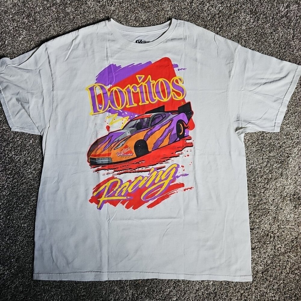 Doritos Drag Racing Loose White Purple Red Yellow Size 2XL Short Sleeve Shirt